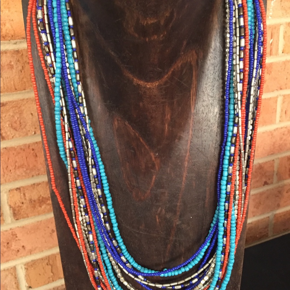 Multi-strand beaded fashion necklace (adjustable)